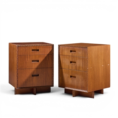 Frank Lloyd Wright Frank Lloyd Wright for Henredon Taliesin Mid Century Mahogany Nightstands Pair