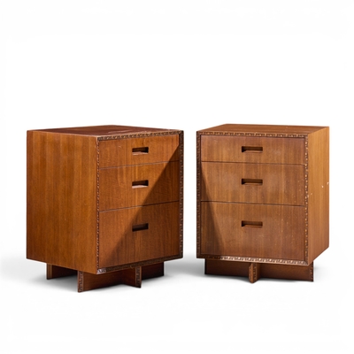 Frank Lloyd Wright Frank Lloyd Wright for Henredon Taliesin Mid Century Mahogany Nightstands Pair