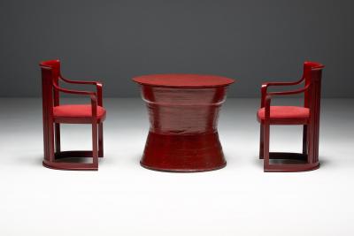 Frank Lloyd Wright Japanese Dining Set in the Style of Frank Lloyd Wright Belgium 1940s