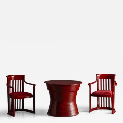 Frank Lloyd Wright Japanese Dining Set in the Style of Frank Lloyd Wright Belgium 1940s