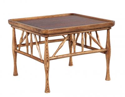 Frank Lloyd Wright Pair of Solid Wood Walnut and Oak End Table in Frank Lloyd Wright Style
