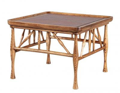 Frank Lloyd Wright Pair of Solid Wood Walnut and Oak End Table in Frank Lloyd Wright Style