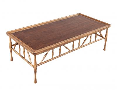 Frank Lloyd Wright Solid Wood Walnut and Oak Coffee Table in Frank Lloyd Wright Style