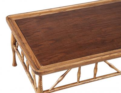 Frank Lloyd Wright Solid Wood Walnut and Oak Coffee Table in Frank Lloyd Wright Style