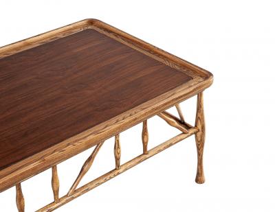 Frank Lloyd Wright Solid Wood Walnut and Oak Coffee Table in Frank Lloyd Wright Style