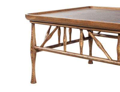 Frank Lloyd Wright Solid Wood Walnut and Oak Coffee Table in Frank Lloyd Wright Style