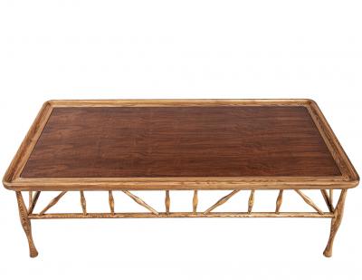 Frank Lloyd Wright Solid Wood Walnut and Oak Coffee Table in Frank Lloyd Wright Style