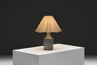 Frank Milo Tromborg White and Blue Glazed Stoneware Table Lamp by Frank Milo Tromborg Denmark 1970s