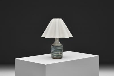 Frank Milo Tromborg White and Blue Glazed Stoneware Table Lamp by Frank Milo Tromborg Denmark 1970s
