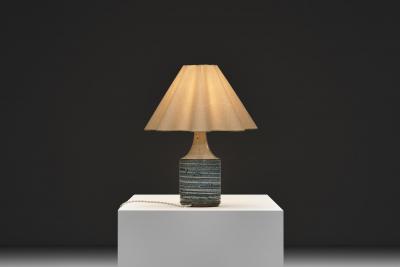 Frank Milo Tromborg White and Blue Glazed Stoneware Table Lamp by Frank Milo Tromborg Denmark 1970s