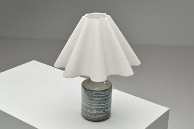 Frank Milo Tromborg White and Blue Glazed Stoneware Table Lamp by Frank Milo Tromborg Denmark 1970s