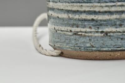 Frank Milo Tromborg White and Blue Glazed Stoneware Table Lamp by Frank Milo Tromborg Denmark 1970s