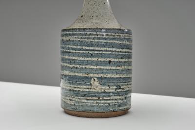 Frank Milo Tromborg White and Blue Glazed Stoneware Table Lamp by Frank Milo Tromborg Denmark 1970s