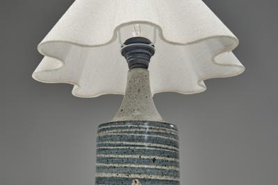 Frank Milo Tromborg White and Blue Glazed Stoneware Table Lamp by Frank Milo Tromborg Denmark 1970s