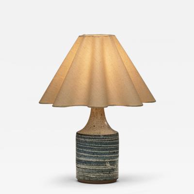 Frank Milo Tromborg White and Blue Glazed Stoneware Table Lamp by Frank Milo Tromborg Denmark 1970s