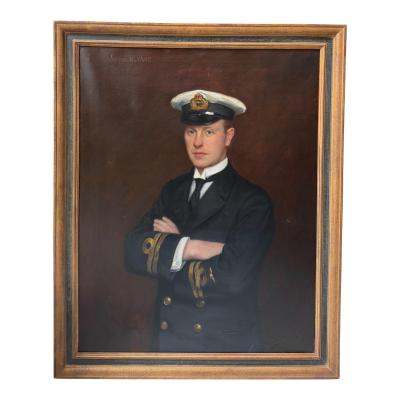 Frank Moss Bennett Oil Painting of Wwi Us Navy Officer George M Dyott by Frank Moss Bennett