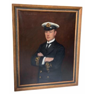 Frank Moss Bennett Oil Painting of Wwi Us Navy Officer George M Dyott by Frank Moss Bennett