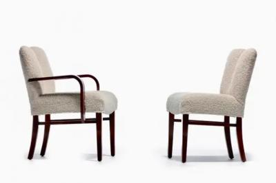 Frank Paul Besedick Set of 10 Paul Frankl Corset Back Dining Chairs in Ivory White Boucl c 1950s