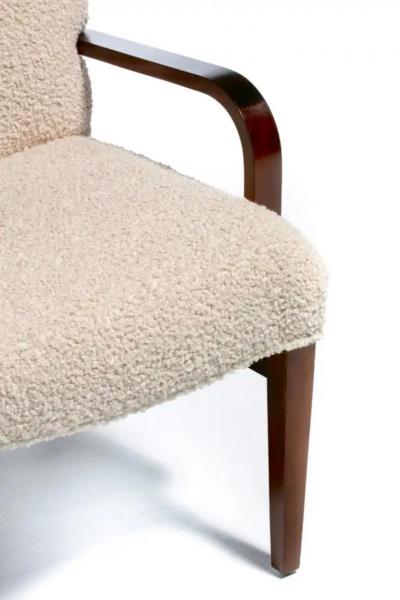 Frank Paul Besedick Set of 10 Paul Frankl Corset Back Dining Chairs in Ivory White Boucl c 1950s
