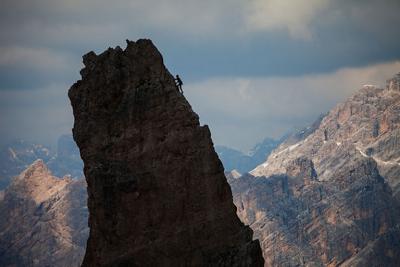 Frank Peters Alpinist at Cinque Torri Dolomites Italy