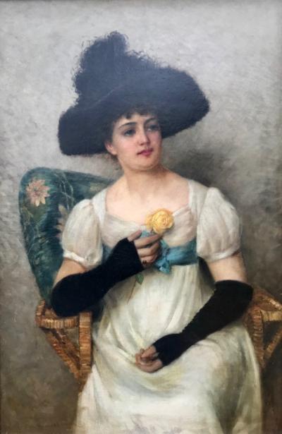 Frank Russell Green Beauty with Yellow Rose 