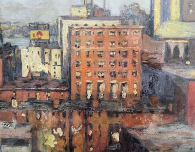 Frank S Hermann New York Skyline the West Side with Hudson River Vintage New York