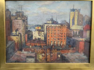 Frank S Hermann New York Skyline the West Side with Hudson River Vintage New York