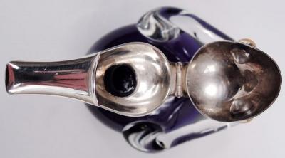 Frank Shepherd English Victorian Sterling Silver Glass Novelty Duck Decanter 1895