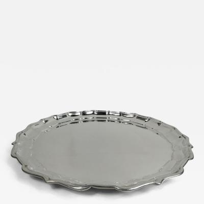 Frank W Smith Large Frank W Smith Chippendale Sterling Silver Tray with Piecrust Rim