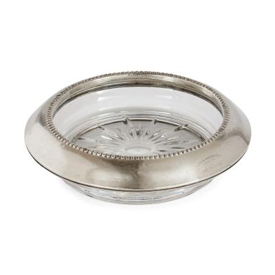 Frank Whiting Collection of five American silver and glass coasters by Frank M Whiting Co 