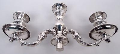 Frank Whiting Pair of Traditional Georgian Sterling Silver 3 Light Candelabra