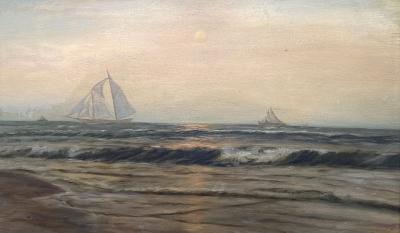 Franklin Dullin Briscoe Sailboats off the Coast 