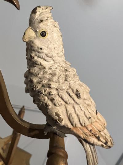 Franz Bergmann AUSTRIAN COLD PAINTED BRONZE COCKATOOS ON SWINGING PERCH CRUET SET