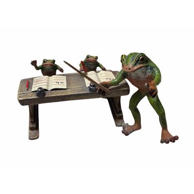 Franz Bergmann Vienna Cold Painted Bronze Frogs Teaching Sculpture by Franz Bergmann