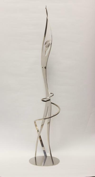 Franz Hagenauer Franz Hagenauer Modernist Nickel Plated Brass Sculpture of Dancer 1986 Austria