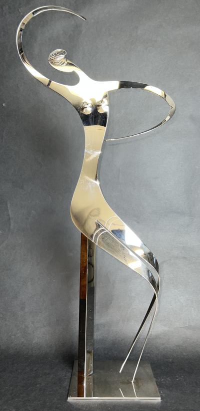 Franz Hagenauer Franz Hagenauer Modernist Nickel Plated Brass Sculpture of Dancer 1986 Austria
