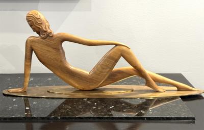 Franz Hagenauer Nude Art Deco Sculpture Female Hand Carved in Wood