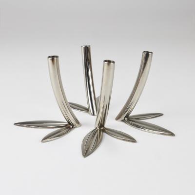 Franz Hagenauer Werkst tte Hagenauer Up to 6 Soliflore Leaf Vases Brass Nickel Vienna 1960s