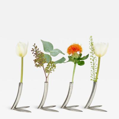 Franz Hagenauer Werkst tte Hagenauer Up to 6 Soliflore Leaf Vases Brass Nickel Vienna 1960s