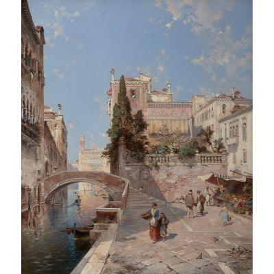 Franz Richard Unterberger A Venetian scene of the Palazzo Dario by F R Unterberger