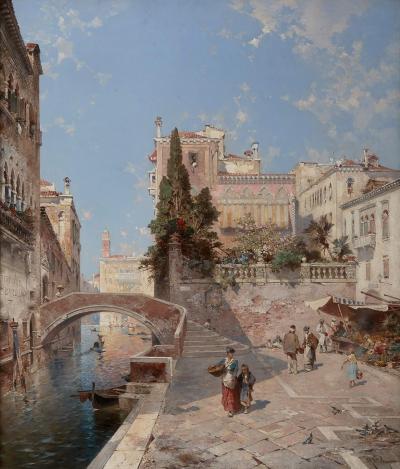 Franz Richard Unterberger A Venetian scene of the Palazzo Dario by F R Unterberger