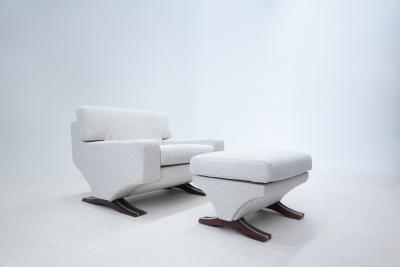 Franz Sartori Mid Century Modern Armchair Ottoman by Franz T Sartori for Flexform