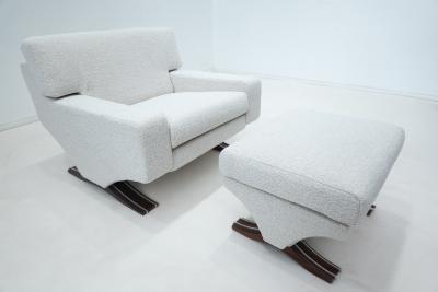 Franz Sartori Mid Century Modern Armchair Ottoman by Franz T Sartori for Flexform