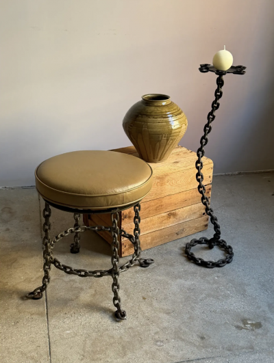Franz West Chain Link Swivel Stool in the Style of Franz West