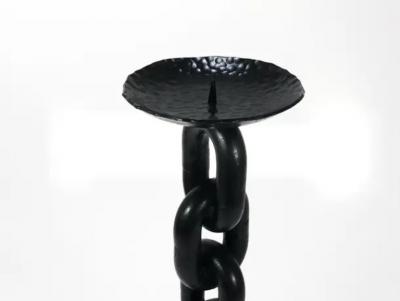 Franz West Style Brutalist Large Iron Chain Link Candleholder Candle Stick 1970