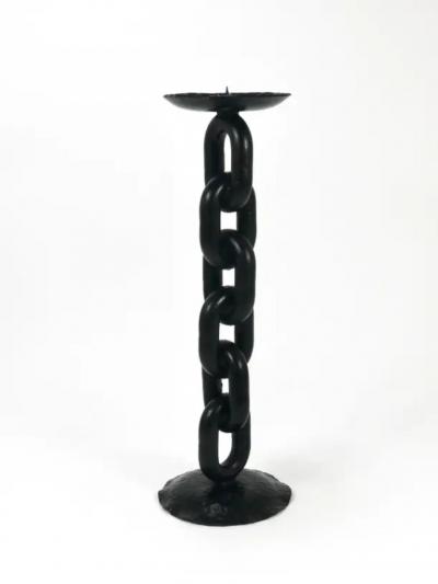 Franz West Style Brutalist Large Iron Chain Link Candleholder Candle Stick 1970