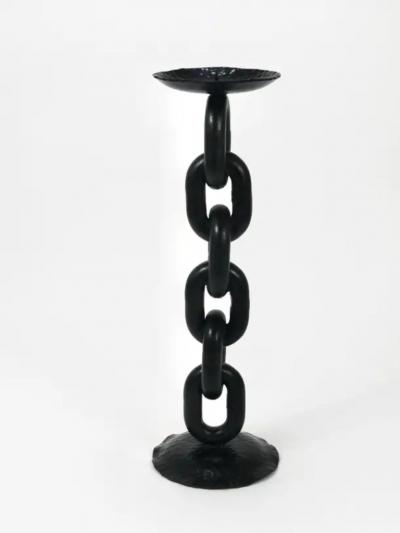 Franz West Style Brutalist Large Iron Chain Link Candleholder Candle Stick 1970