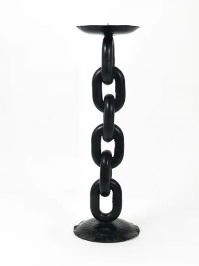Franz West Style Brutalist Large Iron Chain Link Candleholder Candle Stick 1970