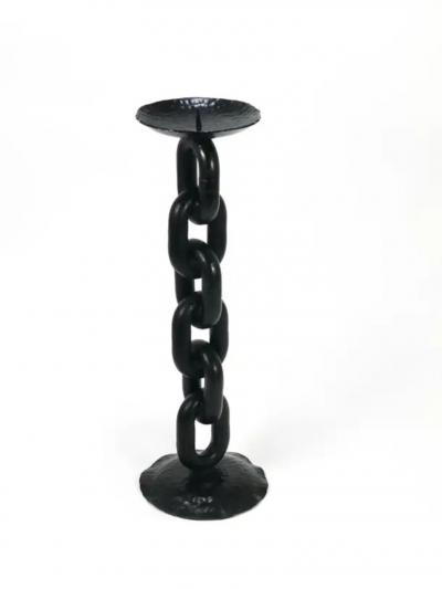 Franz West Style Brutalist Large Iron Chain Link Candleholder Candle Stick 1970