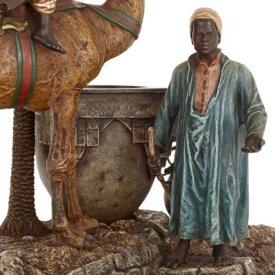 Franz Xaver Bergmann Antique Viennese cold painted bronze sculpture with a camel by Bergman